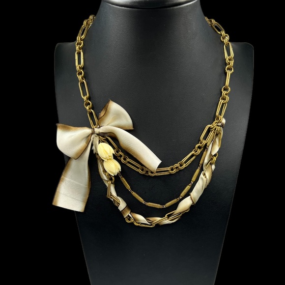LOFT Jewelry - Loft Gold Tone Ribbon and Flower Necklace